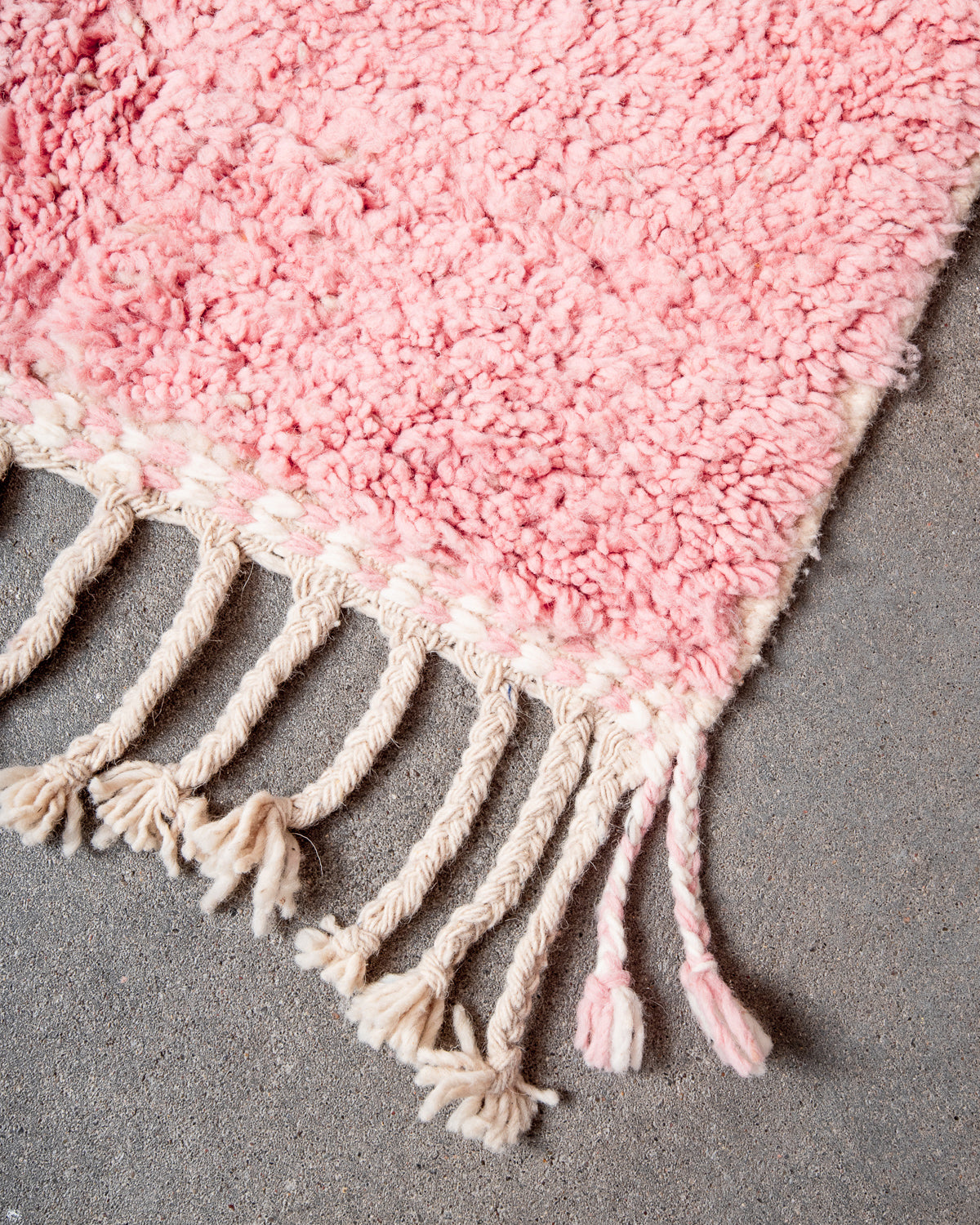 Modern, designer, handcrafted Berber rug from Morocco. Beniourain carpet with beautiful colours and patterns and fluffy wool texture.